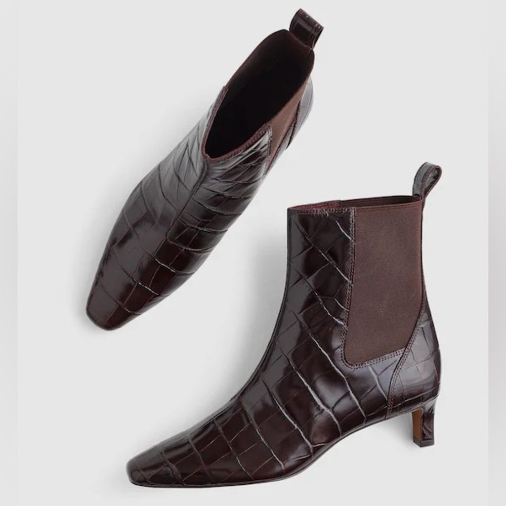 Madewell The Dimes Chelsea Boot in Brown Croc Embossed Leather Size 10 NWOB - Picture 2 of 11